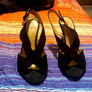 Dressy black suede sandal
